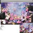 Kate Butterfly Floral Backdrop Colorful Flowers Background Wedding Birthday Spring Photography Studio Props 10x6.5ft