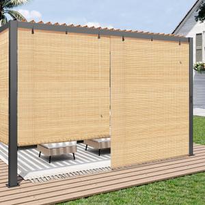 Paramondo Outdoor Roller Shades for Patio, Exterior Waterproof Reed Roller Blinds, Outdoor Bamboo Shades for Patio, Roll Up Screen for Porch, Pergola, Balcony, Gazebo, 34" W x 72" L, Brown206