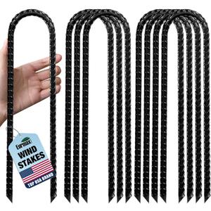 Eurmax USA 12" Windproof Trampoline Stakes,Rust-Proof Galvanized Steel U-Shape Ground Anchor,Commercial Tent Stakes for High Winds,Secure Anti-Flip Tie Down for Soccer Goals,Swing Sets,Fences&Playsets