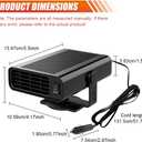 Car Heater, 12V 150W Fast Heating Windshield Defogger and Defroster, 2 in 1 Portable Heating & Cooling Fan, 360 Rotatable Heater with Plug-in Cigarette Lighter (Black)