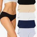 voenxe Women Seamless Hipster Underwear, Breathable Ladies Panties Bikini, No Show Briefs, Comfortable Undies for Women Pack of 5, Xtra Small