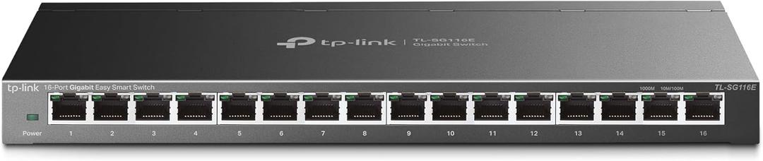 TP-Link 16 Port Gigabit Switch | Easy Smart Managed | Plug & Play | Limited Lifetime Protection | Desktop/Wall-Mount | Sturdy Metal w/ Shielded Ports | Support QoS, Vlan, IGMP and LAG (TL-SG116E)