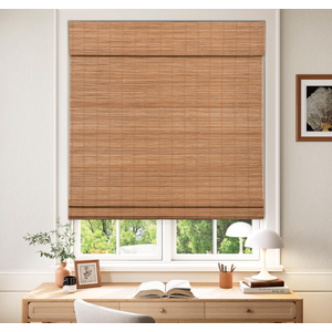 LazBlinds Cordless Blackout Bamboo Roman Shades, 31x64, Papara Carbon