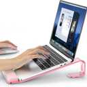 Laptop Stand for Desk, Laptop Stand with Wrist Support, Ergonomic Detachable Laptop Riser, Mount, Holder Notebook Computer Stand for MacBook Air Pro, HP, Dell, XPS, HP (10-17") Laptops - Pink