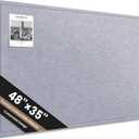 Large Bulletin Board, 48 X 35 Inches Felt Cork Board with 40 Pushpins, Foldable Felt Notice Pin Board Photo Display Board with Self-Adhesive Tape for Office Home School (Light Gray, 48x35 inch)