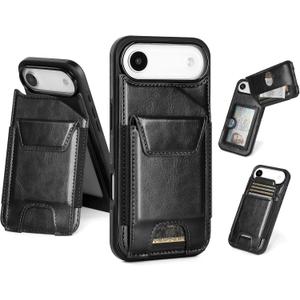 Compatible with iPhone 17 Air Wallet Case with Card Holder,Women Men Phone Case PU Leather RFID Blocking Shockproof Magnetic Flip Cover Credit Card Slots Kickstand,for Apple 17 Air,Black