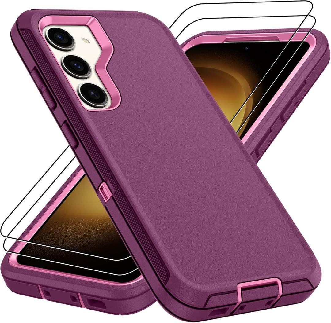 Pilaru for Samsung Galaxy S23 Plus Case, Galaxy S23 Plus Case with 2Pcs HD Screen Protector, Military Grade 3 in 1 Shockproof/Dustproof/Drop Proof Military Grade Protective Cover for S23 Plus -Purple