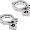 QMINOX TC 1.5" Tri Clamp with Wing Nut Stainless Steel 304 Heavy Duty Sanitary Clover Clamp Single Pin with Silicone Gasket (3-pack)