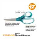 Fiskars 7" SoftGrip Student Glitter Scissors (1-Pack) for Kids Ages 12-14, Scissors for School or Crafting, Back to School Supplies