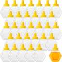 Ziliny 32 Pcs 7 oz Honey Squeeze Bottle Plastic Empty Beehive Bottle Jar with Spout Lid Clear Refillable Honey Containers for Condiment Storing and Dispensing Dispenser (Hexagon)