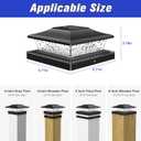 APONUO Solar Post Cap Lights 12 Pack for 4x4 5x5 6x6 Wood & Vinyl Fences - IP65 Waterproof, All-Night Auto On/Off, Warm/Cool White Light, Outdoor Deck Patio Garden (Black)