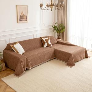 MEETSKY Sectional Couch Cover Sofa Covers Washable, 2 Pieces Couch Covers for Sofa L Shape, Sofa Slipcover for 3-4 Cushion Couch, Furniture Protector for Pets(XX-Large, 71"x118"+91"x134", Camel)