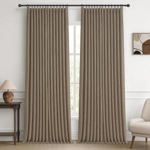 70 Inch Extra Wide Memory Trained Pinch Pleat Blackout Living Room Curtains 120 Inches Long, Linen Two Layer Thermal Sound Dampening Luxury Curtain 2 Panels Set 10 FT Length Viral Windows Drapes Burg
