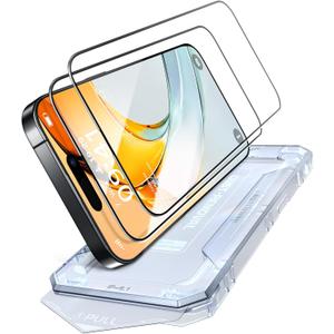 Unbreak Top 9H+ Glass for iPhone 16 pro Screen Protector 12FT Military Armor Shatterproof + Longest Durable, 1:1 Full-Coverage Tempered Glass, Auto-Align Fit Bubble-free, 2-Pack (HD clear)