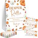 Little Pumpkin Baby Shower Diaper Raffle, Baby Shower Game, Include One 57 Sign and 50 Diaper Raffle Tickets, Fall Autumn Gender Reveal Party Decoration Supplies - FG05