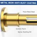 BRIOFOX Industrial Shower Curtain Rod - Rustproof Non-Slip 43-72 Inches Tension Curtain Rod for Window or Bathroom, Light Gold