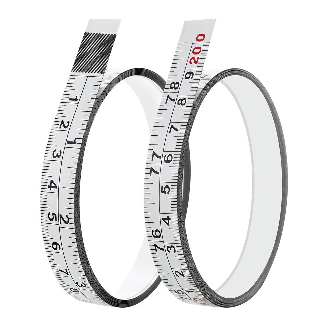 2 Packs 1/2-Inch Self-Adhesive Measuring Tape, 78 Inch or 200cm Peel and Stick Tape Measure, Imperial and Metric Scales, Left-Right Reading Ruler Tape for Workbench, Table Saw, Drafting Table, White