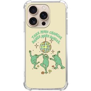Dancing Frogs Case Compatible with iPhone 16 Pro, Hippie Frogs Case for iPhone 16 Pro, Cool TPU Shockproof Case Cover