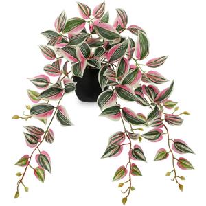 DILATATA Fake Plants Artificial Potted Plants 20 Inch Faux Peperomia Ivy Vine Plant Hanging Plant for Home Office Desk Shelf Indoor Outdoor Decor