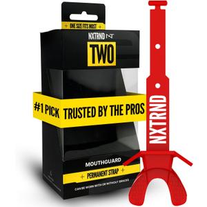 Nxtrnd Two Football Mouth Guard, Football Mouthpiece with Strap, Fits Adult & Youth (Red)