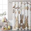 Easter Shower Curtains for Bathroom Bunny Spring Stall Shower Curtain Set Waterproof Polyester Bathroom Curtains Easter Eggs Rabbit Plaid Bathtub Decorations 72x72 Inch