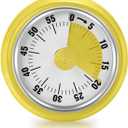 Visual Timer, Teeloray 60-Minute Countdown Timer, Kitchen Timer with Magnetic Base, Mechanical Clockwork, Ringer Alert, Time Management Tool for Children and Adults, Study/Work/Cooking (Yellow)