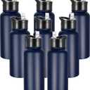 VEGOND 32 oz Insulated Water Bottle Bulk Stainless Steel Metal Water Bottles with Leak Proof Straw Lid & Spout Lid, Wide Mouth Double Walled Vacuum Travel Sports Bottle, 8 Pack