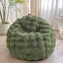 LIFEREVO Fluffy Faux Rabbit Fur Bean Bag Cover (No Filler), Soft Fuzzy Stuffed Animal Storage Bubble Moss Bean Bag Chair for Plush Toys, Cute Shaggy Furry Beanbag Cover Kids Girls Adults, Sage Green (Large(38"x38"x40"))