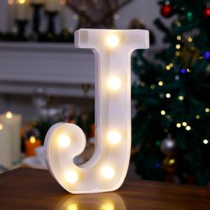 LED Marquee Sign Light Up Letters, Alphabet Light Up Letters Sign, Battery Powered LED Letter Lights for Night Light, Wedding, Birthday, Party, Christmas or Home Decor (Letter J)