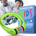 Bike Locks Cable for Kids - Colorful & Keyless - Secure Your Child's Bike - Easy-to-Use Bicycle Accessory, High Security 5 Digit Resettable Combination Coiling Bicycle Lock, Anti Theft (Bright Green)