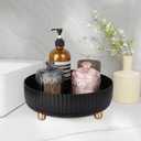 Anyoifax Makeup Perfume Organizer Tray 360 Degree Rotating Lazy Susan Skincare Lotion Organizer Spinning Cosmetics Storage for Dresser, Vanity, Bathroom Countertop, Large Black
