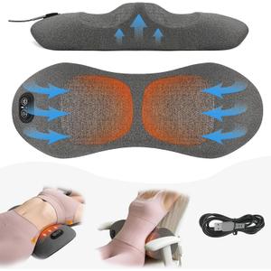 3-in-1 Electric Lumbar Support Pillow for Bed and Chair, Triple Fusion Back Massager with Heat, Vibration and Gentle Traction, Deep-Tissue Lower Back (Gray)