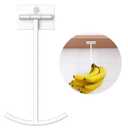 Josmimic Bananas Hanger Hook Holder Stand - Fold Up Banana Hook Under Cabinet Adhesive, Keeps Bananas Fresh, White, Pack of 3