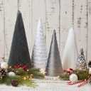 Thyle 5 Pcs Christmas Cone Tree Centerpieces, Glitter Christmas Cone Tree Table Decorations Mantel Tray Tabletop Centerpiece Crafts for Xmas Party Winter Wedding Home Decor, 4 Sizes(White, Grey)