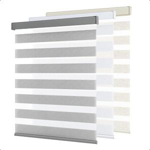 SHECUTE Cordless Zebra Blinds for Windows, Zebra Roller Window Shades for Day & Night, Light Filtering Room Darkening Window Blinds for Home and French Doors(Grey, 33.5"W x 72"H, Support Custom Size)