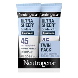 Pack of 1 Neutrogena Ultra Sheer Dry-Touch Sunscreen For Face & Body, SPF 45 Broad Spectrum UVA/UVB Protection, Lightweight Water Resistant & Non-Greasy, Travel Size Sunscreen, 3 fl. oz