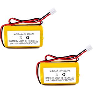4.8V 700mAh NiCad Battery Replacement (2 Pack) - Compatible with Lithonia AA700MAH, BL93NC487, BL93NC484, BAA48R and Other Exit Sign Emergency Lights, Rechargeable Battery Pack.