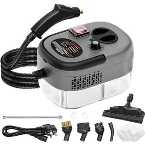 Handheld Steam Cleaner, 2500W Pressurized Steam Cleaner with 3 Brush Heads, Portable Steam Cleaner for Home, Car, Furniture, Kitchen, Bathroom and Wall, White (Gray)