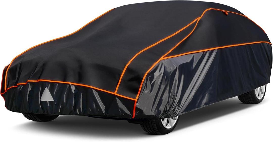 Kayme Hail Protector Car CoverAnti Hail Thickened Multi-Layered EVA Car Cover Waterproof All Weather with Wind Straps, Outdoor Hail Protection Cover, Fits Sedan/Coupe 186-193 Inch Vehicles (black)