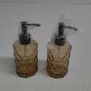 Brown Glass Soap Dispenser with Black Plastic Pump, 12oz Refillable Liquid Hand Soap Dispenser, 2 Pack Crystal Lotion Bottle for Modern Home Decor, Bathroom, Kitchen Countertop, Hotel (Brown)