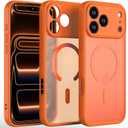 Magnetic Slim Case for iPhone 17 Pro Max 6.9", Matte Premium Hard PC Cover, Compatible with MagSafe, Military-Grade Drop Protection, Full Camera Protection, Anti-Scratch (Orange)