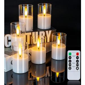 6 Pack Acrylic Flickering Flameless Candles with Remote, 2"X4" Candles Battery Operated, Flickering LED Warm Glow Tealight for Home Decor, with 4 Timers 100+Hours + 2 Lighting Modes, Included Battery