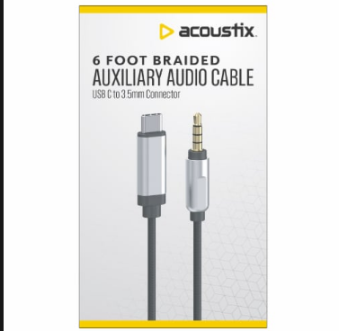 Acoustix Braided Auxiliary Audio Cable 6 ft.
