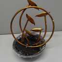 Alpine Corporation ZEN920 13" Decorative Indoor Tabletop Multi Tiered Metal Leaf Water Fountain with Stone Filled Base for Home, Office, and Desk Decor, Copper