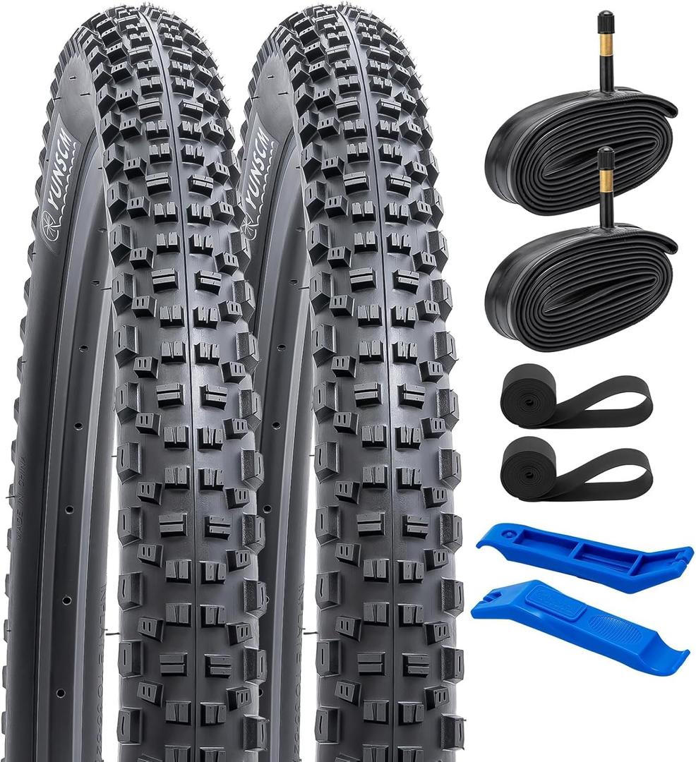 YUNSCM 29" Lightweight Bike Tires 29X2.25 (ETRTO 57-622) and 29" Bike Tubes-120TPI Nylon, Puncture-Resistant, Compatible with Mountain Bike Tires 29x2.20/2.25/2.30"-2 PCS (Y-583)