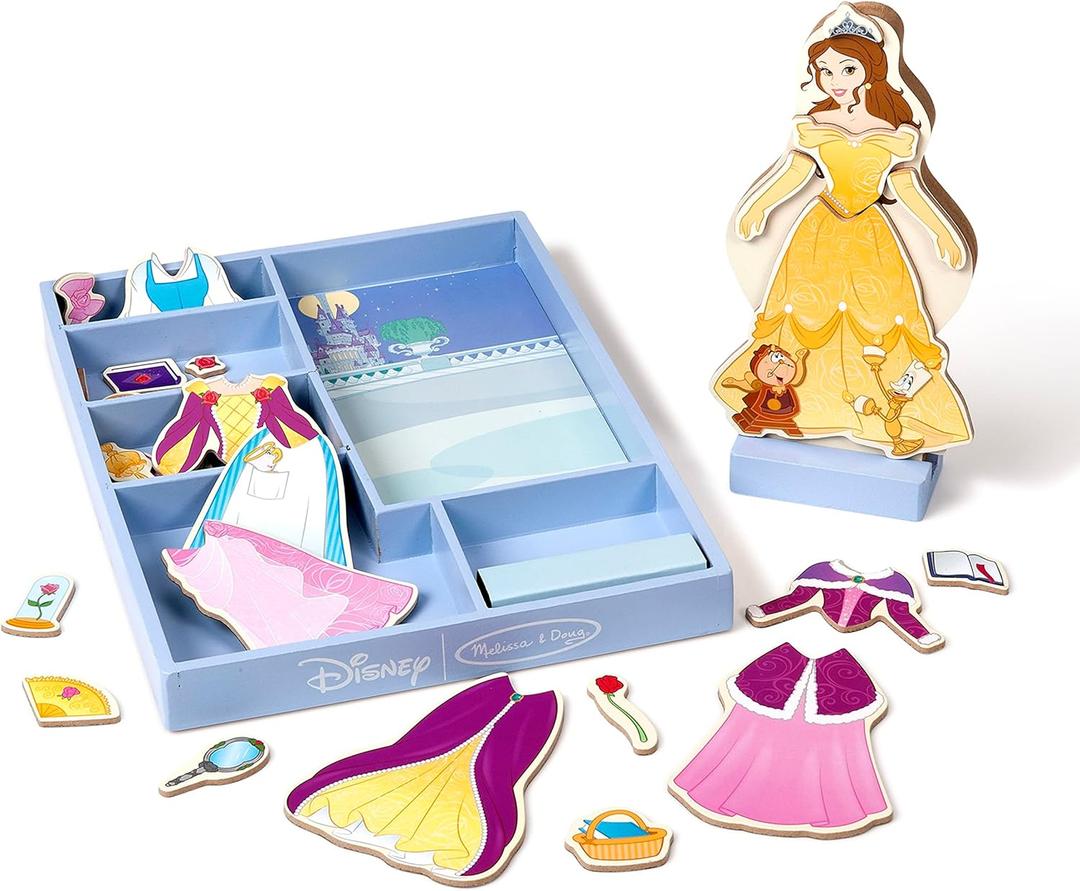 Melissa & Doug Disney Belle Magnetic DressUp Wooden Doll Pretend Play Set (30+ Pcs)