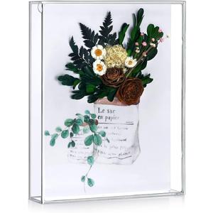 8x10 Shadow Box Frame, Acrylic Photo Picture Frame, DIY Tabletop Display Case, All Clear Memory Box for Dried Flowers/Kids Room/Birthday/Wedding/Party/Shop Decor (1.5 Interior Depth)