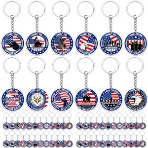 Sureio 120 Pcs Veterans Day Keychain Gifts Bulk - Thank You for Your Service Patriotic USA Military Retirement Appreciation Keychain Favors