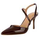 Yumlon Closed Toe Slingback Heels Wedding High Stiletto Heel for Women 3.3 Inch Ankle Strap Pointed Toe Pumps Prom Dress Bride Shoes for Dinner Party Sexy Glossy Brown, Size 9,5