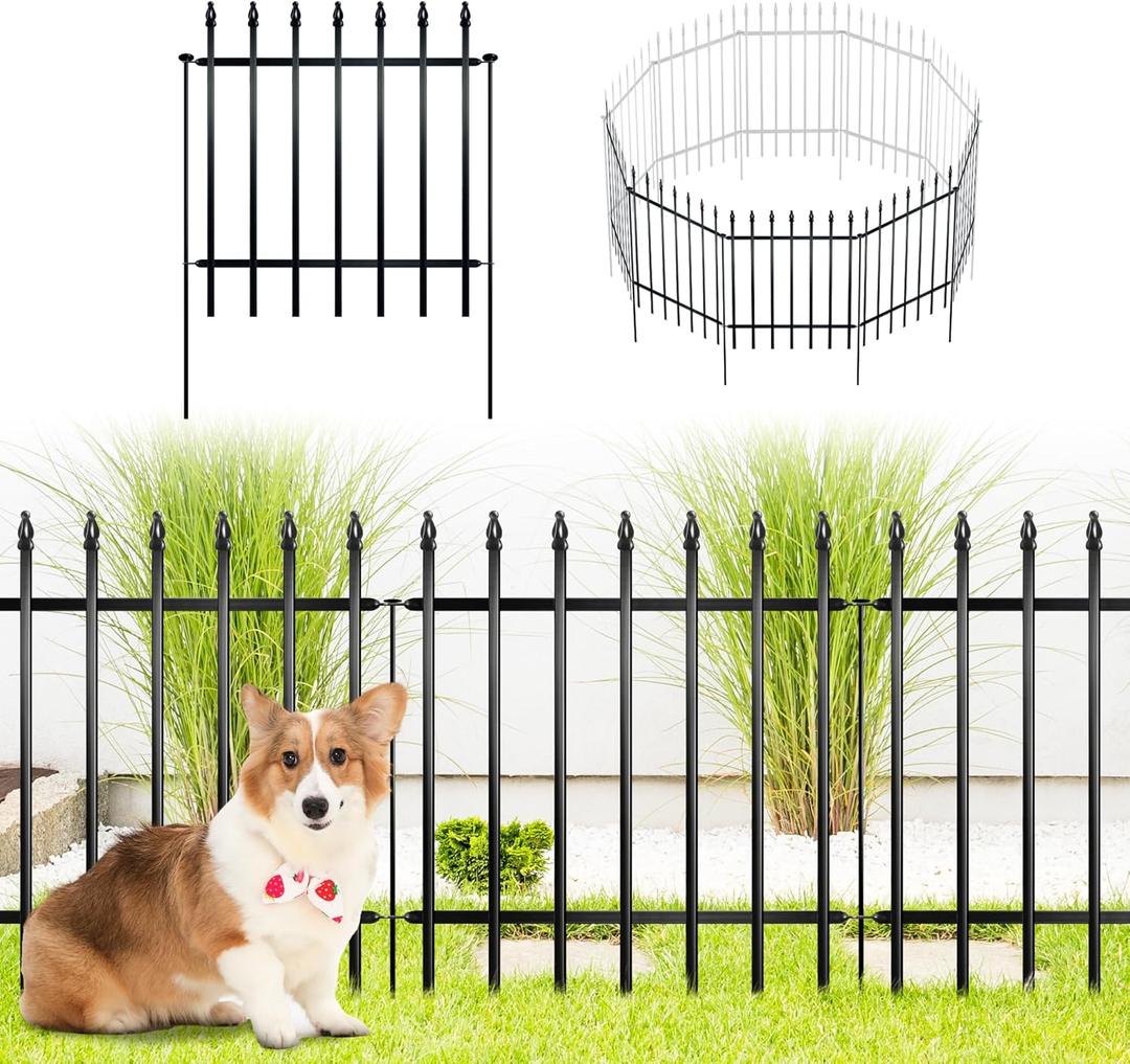 ARIFARO Decorative Metal Garden Fence 24" high x 24" Wide 5 Pack, Animal Barrier for Dog Pet, Border Garden Fencing for Outdoor Patio Lawn Yard Flower Bed